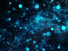 Scattered blue dots glow with varying intensities against a black backdrop, creating an ethereal cosmic atmosphere reminiscent of a twinkling night sky full of stars. photo