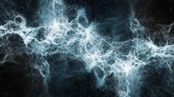 An abstract arrangement of blue particles expands outward, creating a stunning burst of electric energy. The intense glow of each particle enhances the cosmic theme, evoking feelings of vastness. photo