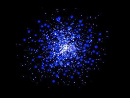 A vibrant blue burst of particles radiates outward, illuminating the dark background with a mesmerizing glow. The explosive design conveys a sense of movement and energy. photo