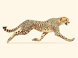 vibrant artwork captures a cheetah in full sprint, crafted from yellow and black paper. Set against a beige background, it embodies the essence of African wildlife. photo
