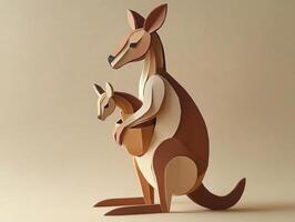 artwork features a kangaroo standing upright, showcasing its baby joey peeking out from the pouch photo