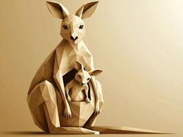 artwork features a kangaroo standing tall with its baby joey peeking from the pouch photo