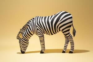 beautifully crafted paper cut-out depicts a zebra grazing in a serene savannah setting photo