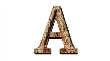 letter A stands proudly, sculpted from antique column material, exuding character and charm on a crisp white background, inviting admiration for its artistry. photo
