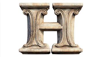 artistic representation showcases the letter H inspired by antique column designs showcased against a clean white background perfect for creative projects. photo