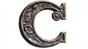 elegant letter C captures the essence of antique design, revealing ornate textures and details that celebrate classical artistry. This piece stands out prominently, inviting admiration. photo