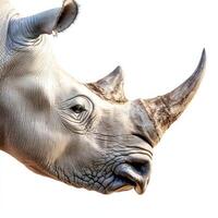 magnificent white rhino stands proudly, its large horn and thick skin commanding attention in a pristine setting, embodying the raw beauty of nature. photo