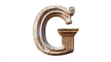 artistic representation of the letter G showcases a unique antique column texture. This decorative piece adds character to designs while promoting creative expression. photo