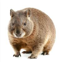northern hairy-nosed wombat stands proudly, displaying its round, robust body and small, endearing ears that add to its distinct charm. photo