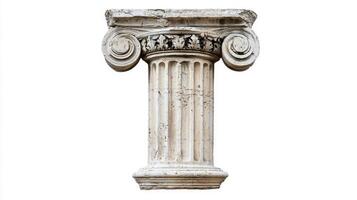 letter I, inspired by the beauty of an antique column, showcases detailed textures and elegance, standing alone on a pure white background for a striking visual impact. photo