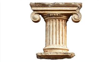 letter I crafted in the style of an antique column showcases intricate details and textures against a clean white backdrop, emphasizing its classical artistry. photo