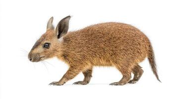 aardvark gracefully stands, displaying its unique features like the elongated snout and sharp claws, embodying the essence of this fascinating creature in complete isolation. photo
