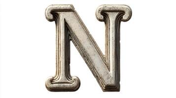 letter N stands prominently, showcasing a beautifully aged antique column texture. Its design reflects a timeless elegance perfect for creative projects. photo