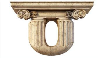 artistic representation showcases the letter O designed with an antique column texture photo