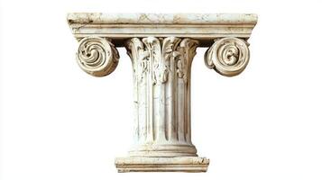 letter T stands out with a unique antique column texture, showcasing intricate details and artistry against a clean, white backdrop, emphasizing its classical beauty. photo