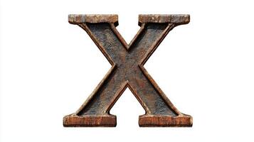 striking letter X showcases an antique column texture, exuding a vintage charm that stands out dramatically against a bright white backdrop. photo