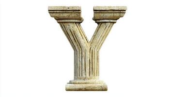 unique representation of the letter Y showcases the intricate details of antique column textures, bringing classical artistry to life in a minimalist setting. photo