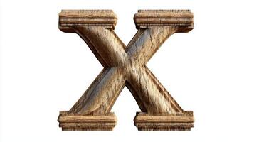 detailed representation of the letter X crafted with an antique column texture, set against a pure white background, perfect for creative design projects or typography. photo