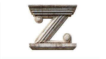 beautifully crafted letter Z featuring an antique column texture stands out against a clean white backdrop, perfect for design and typography concepts. photo
