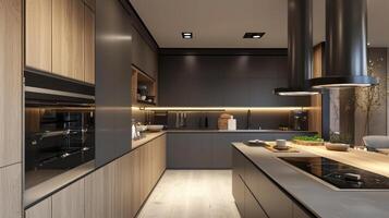 contemporary kitchen showcases smart appliances integrated through a central hub enhancing functionality and style for efficient meal preparation and entertaining. photo