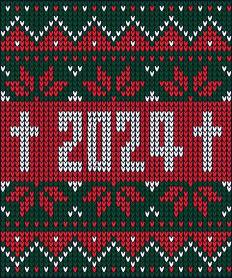 2024 Christmas Sweater Design, Knitted Christmas sweater pattern with the year 2024