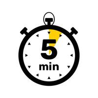 5 Minutes Analog Clock Icon white background . vector