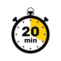 20 Minutes Analog Clock Icon white background . vector