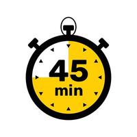 45 Minutes Analog Clock Icon white background . vector