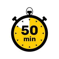 50 Minutes Analog Clock Icon white background . vector