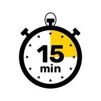 15 Minutes Analog Clock Icon white background . vector