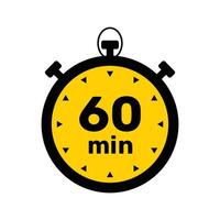 60 Minutes Analog Clock Icon white background . vector