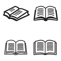Open book line icon with pages visible. vector