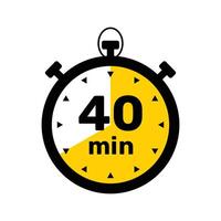 40 Minutes Analog Clock Icon white background . vector