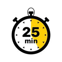 25 Minutes Analog Clock Icon white background . vector