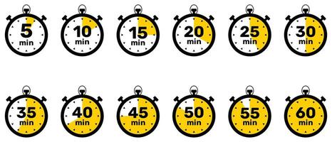 set Minutes Analog Clock Icon white background . vector