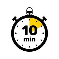10 Minutes Analog Clock Icon white background . vector