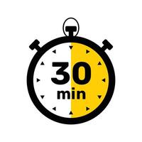 30 Minutes Analog Clock Icon white background . vector