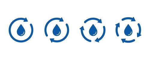 Recycle water icons. Water Drop with circular arrows. Water drop renewable icon vector