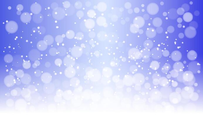 Snowflakes and bokeh lights are scattered across a blue winter background, creating a soft, dreamy effect. The image conveys a peaceful and festive winter concept. illustration