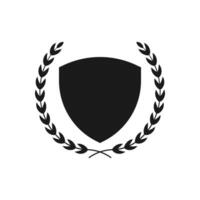 A black shield with a laurel wreath around it vector