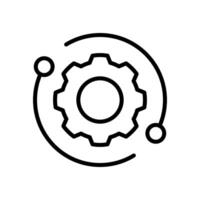 Technology development icon, innovation concept, system integration, software business, technical support, smart solution. editable stroke vector