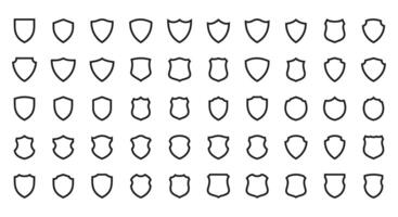 Shield icon set, protect in simple style. Protect shield security icons. Badge quality symbol, sign, logo or emblem. Color editable vector