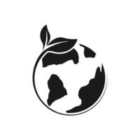 green earth planet concept, icon, world ecology, nature global protect, logo eco environment, globe with leafs, thin line simple web symbol on white background vector