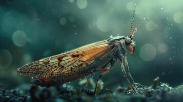 An insect with a delicate touch, poised to spring into motion. photo
