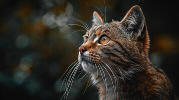 a stunning close-up image of a tabby cat with amber eyes, photo