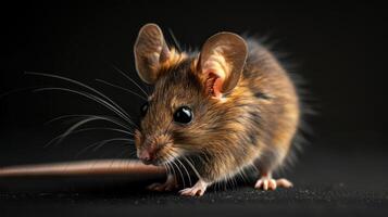 A mouse so small it can fit through the gaps of a microscope. photo