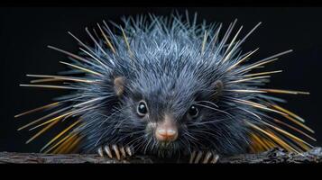 A close-up photo of a hedgehog with a focus on the distinctive spikes on its back.
