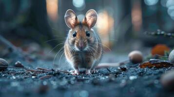 an adorable image of a small mouse looking up at the camera, photo