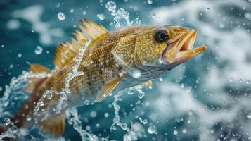A large cichlid fish with an open mouth, ready to defend its territory. photo