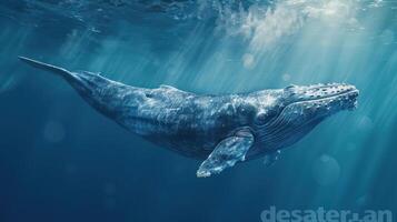 A large, powerful orca whale jumps out of the ocean, displaying its impressive size and agility. photo